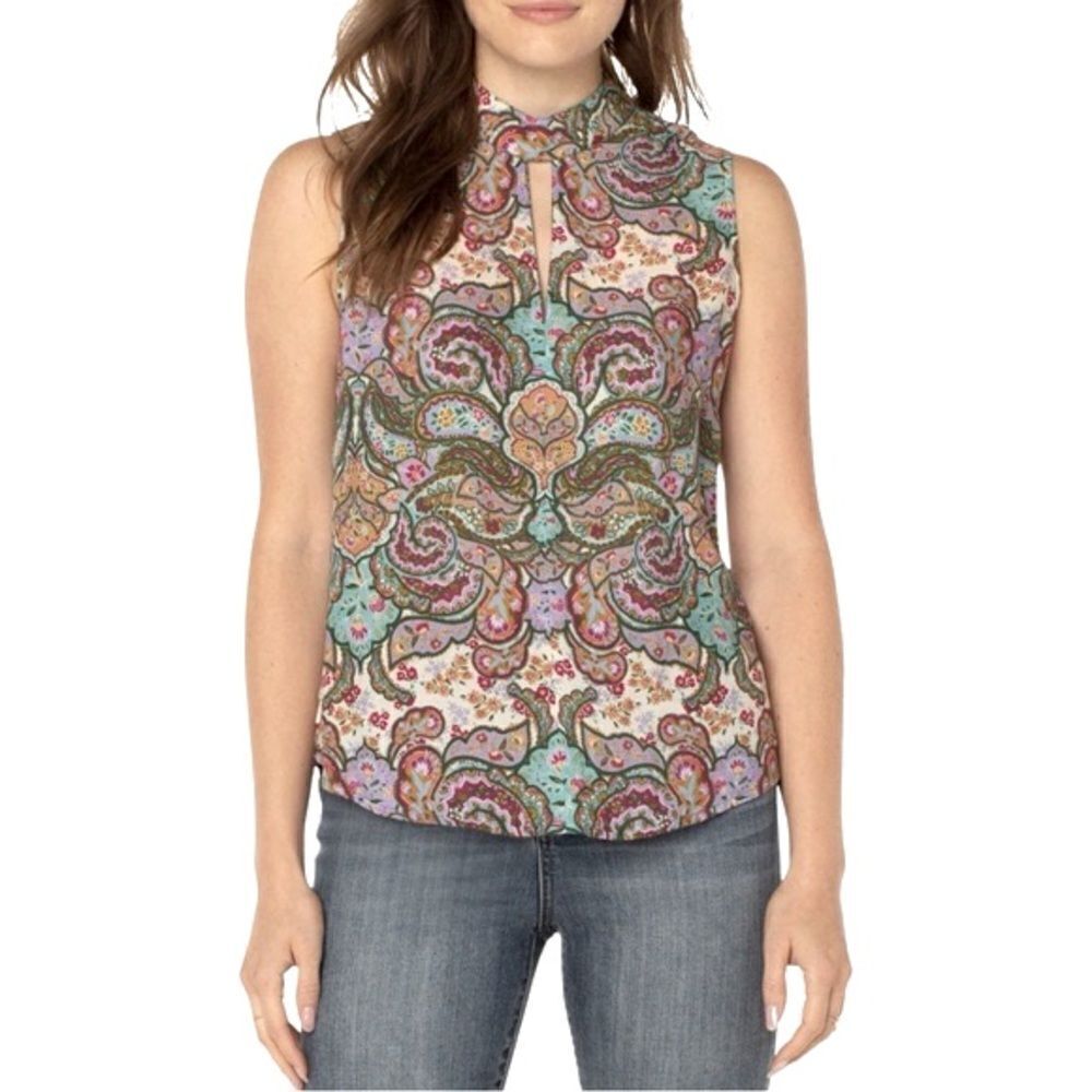Liverpool Keyhole Paisley Sleeveless Top Size Small